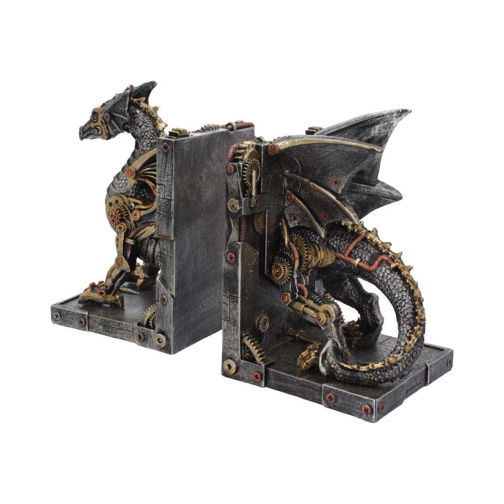 Steampunk Dracus Machina Bookends - Nemesis Now